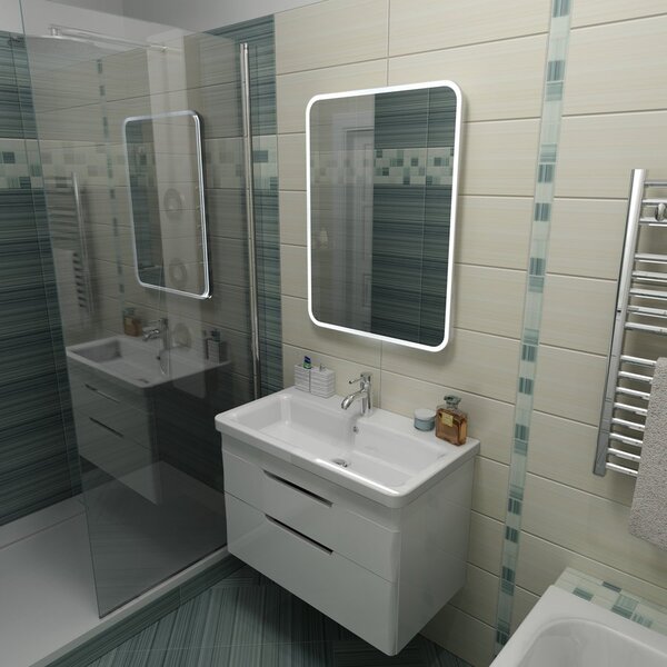 Sapho Sapho, oglindă rotunjită cu iluminare din spate LED FLOAT în cadru 600x800mm, albă, 22572