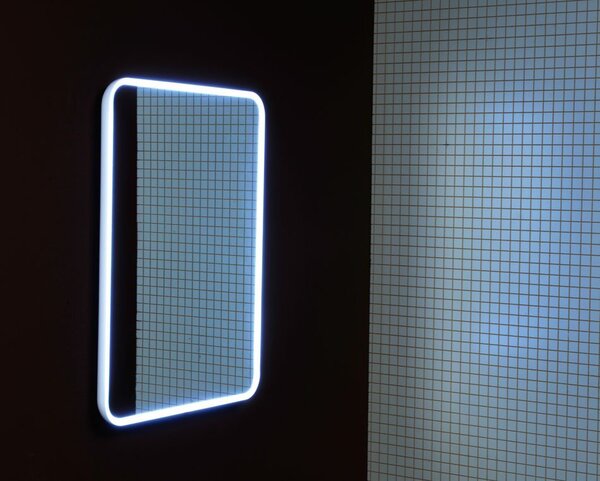 Sapho Sapho, oglindă rotunjită cu iluminare din spate LED FLOAT în cadru 600x800mm, albă, 22572