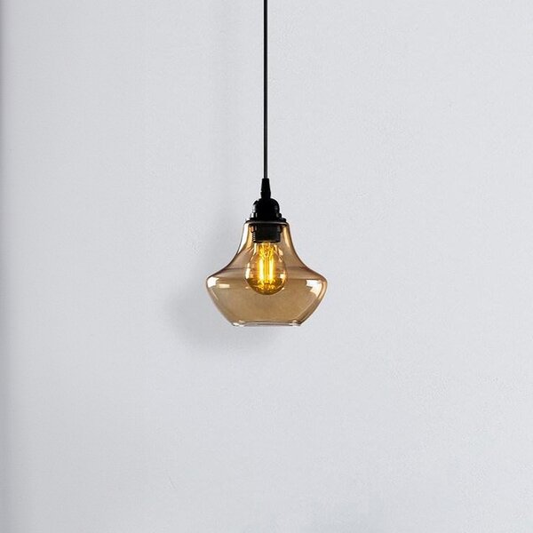 Opviq Lampă suspendată Gold 050, auriu-transparent, sticlă, Ø 17 cm, reglabil, Auriu / Alamă, Camera de zi / sufragerie, Sticlă