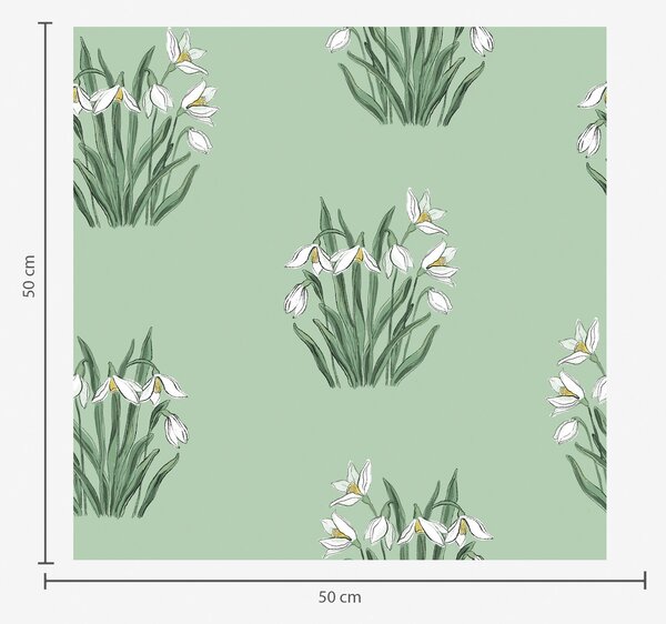 Tapet Ghiocei cu frunze verzi pe un fundal verde deschis, Tapet flori, a00651v4 : Uwalls.ro