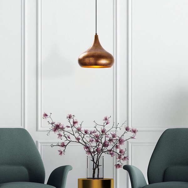 Opviq Lampă suspendată Muba 11550, alamă brunată, metal, Ø 26 cm, reglabil, Bronz / Alamă Veche, Camera de zi / sufragerie, Metal