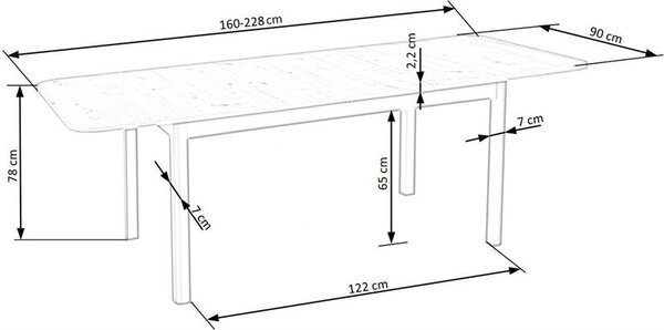 Masă de sufragerie extensibilă 160-228 cm Fapo (alb) (pentru 6 8 persoane). 1049121