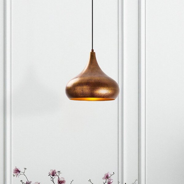 Opviq Lampă suspendată Muba 11550, alamă brunată, metal, Ø 26 cm, reglabil, Bronz / Alamă Veche, Camera de zi / sufragerie, Metal