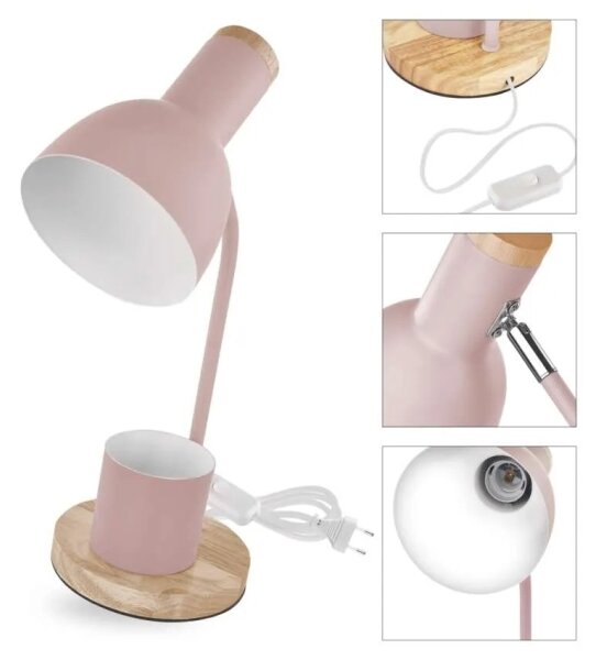 Lampă de birou POPPY 1xE27/25W/230V roz