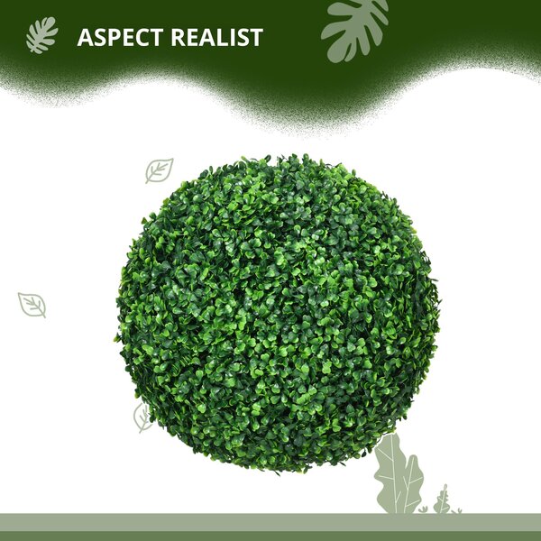 HOMCOM Set de 2 Bile Artificiale, Bile de Arbori Topiari din Buxus, Ø40cm, Verde | Aosom Romania