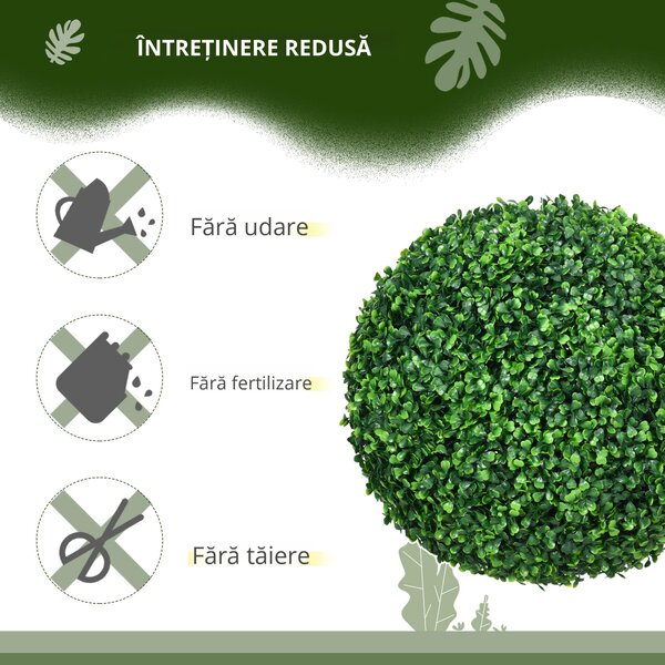 HOMCOM Set de 2 Bile Artificiale, Bile de Arbori Topiari din Buxus, Ø40cm, Verde | Aosom Romania