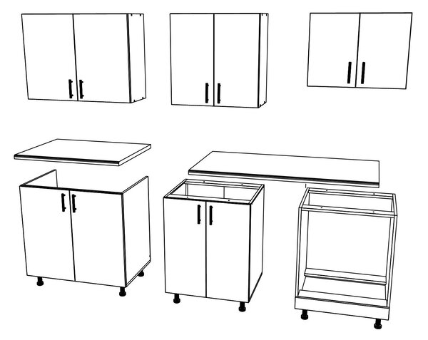 Set haaus V10, Gri Lucios/Alb, MDF, Blat Thermo 28 mm, L 200 cm