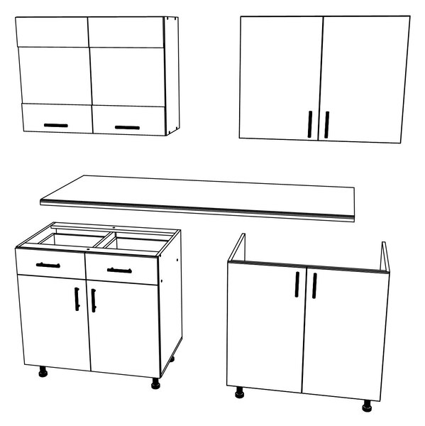 Set haaus V8, Stejar Sonoma Inchis/Alb, Blat Thermo 28 mm, L 160 cm