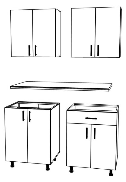 Set haaus V2, Gri Lucios/Alb, MDF, Blat Thermo 28 mm, L 120 cm