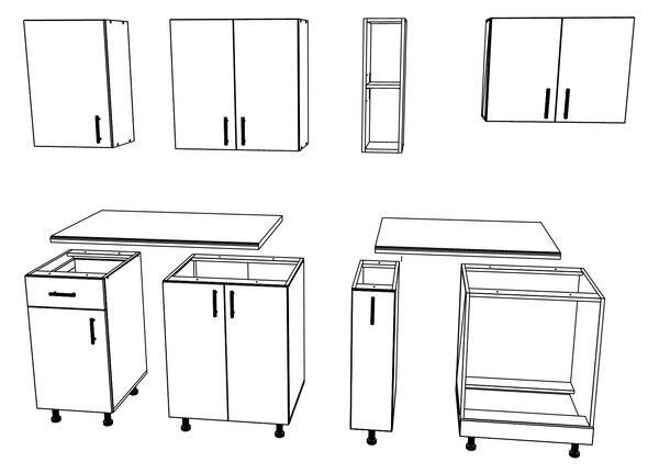 Set haaus V9, Gri Lucios/Alb, MDF, Blat Thermo 28 mm, L 180 cm