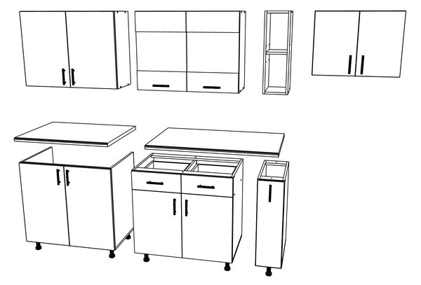 Set haaus V16, Lemn Natural/Alb, Blat Thermo 28 mm, L 240 cm