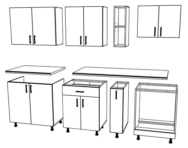 Set haaus V14, Antracit/Alb, Blat Thermo 28 mm, L 220 cm