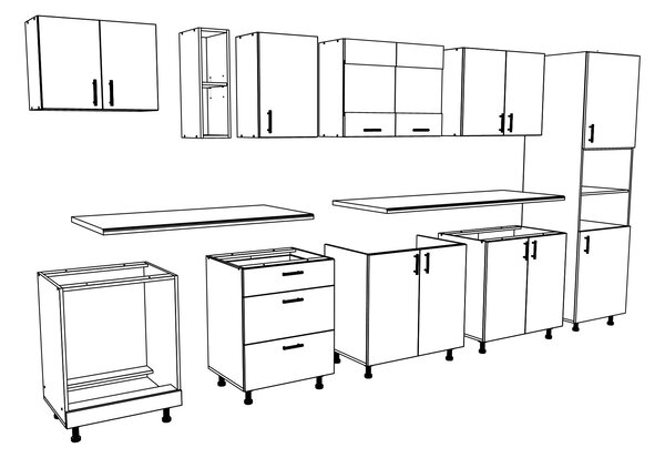 Set haaus V31, Stejar Sonoma Inchis/Alb, Blat Thermo 28 mm, L 340 cm