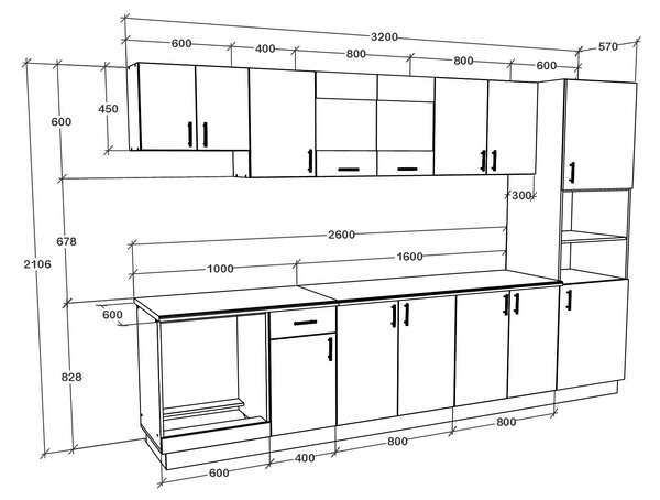Set haaus V30, Alb, Blat Thermo 28 mm, L 320 cm