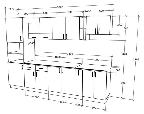 Set haaus V26, Lemn Natural/Alb, Blat Thermo 28 mm, L 300 cm