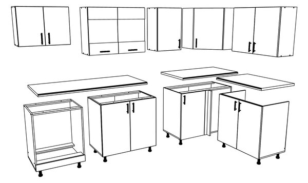 Set haaus V34, Stejar Sonoma Inchis/Alb, Blat Thermo 28 mm, L 240 x 140 cm
