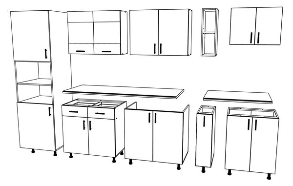 Set haaus V26, Lemn Natural/Alb, Blat Thermo 28 mm, L 300 cm