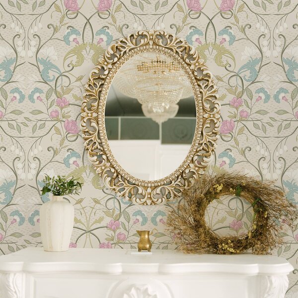 Tapet Model floral elegant cu flori roz și albastre, Tapet flori, a00730 : Uwalls.ro