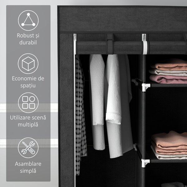 Homcom sifonier Pliabil Textil – Cu Rafturi & Sertare, Ideal pentru Spatii Mici | Aosom Romania