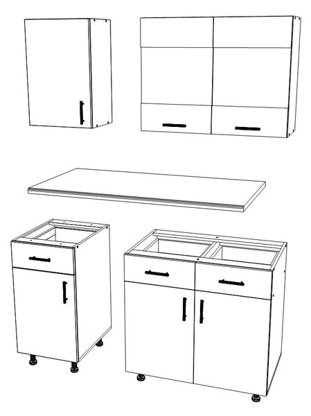 Set haaus V3, Gri Lucios/Alb, MDF, Blat Thermo 28 mm, L 120 cm