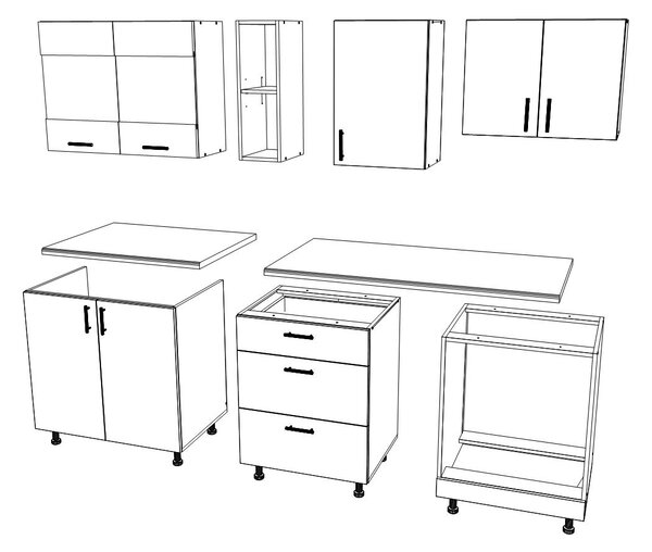 Set haaus V12, Lemn Natural/Alb, Blat Thermo 28 mm, L 200 cm