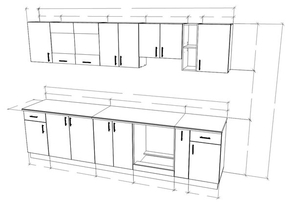 Set haaus V25, Stejar Sonoma Inchis/Alb, Blat Thermo 28 mm, L 300 cm