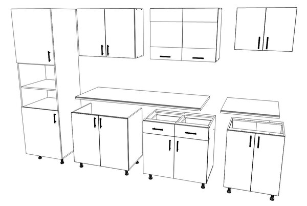 Set haaus V23, Antracit/Alb, Blat Thermo 28 mm, L 280 cm