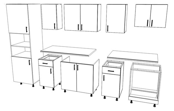 Set haaus V24, Gri Lucios/Alb, MDF, Blat Thermo 28 mm, L 280 cm