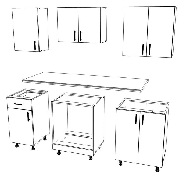 Set haaus V6, Gri Lucios/Alb, MDF, Blat Thermo 28 mm, L 160 cm