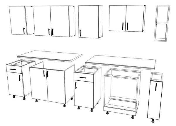 Set haaus V17, Lemn Natural/Alb, Blat Thermo 28 mm, L 240 cm