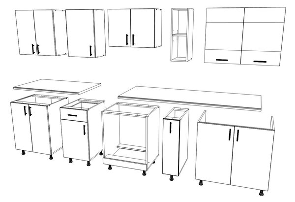Set haaus V19, Stejar Sonoma Inchis/Alb, Blat Thermo 28 mm, L 260 cm