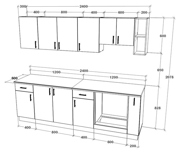 Set haaus V17, Lemn Natural/Alb, Blat Thermo 28 mm, L 240 cm
