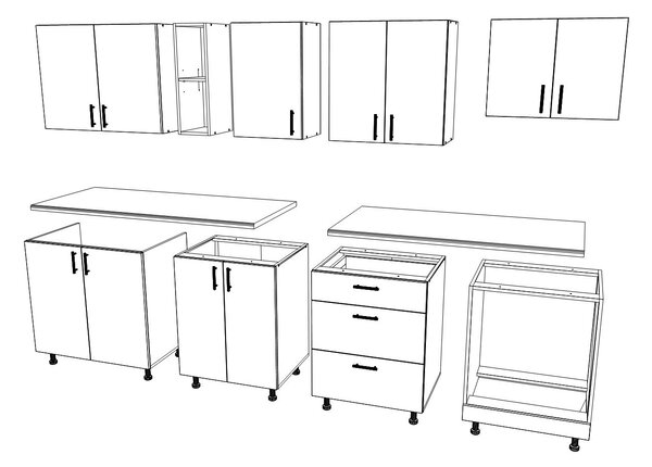 Set haaus V18, Lemn Natural/Alb, Blat Thermo 28 mm, L 260 cm