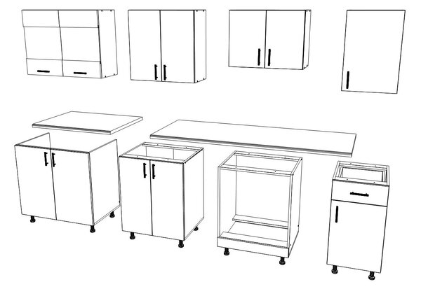 Set haaus V15, Antracit/Alb, Blat Thermo 28 mm, L 240 cm