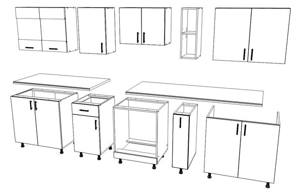 Set haaus V21, Stejar Sonoma Inchis/Alb, Blat Thermo 28 mm, L 280 cm