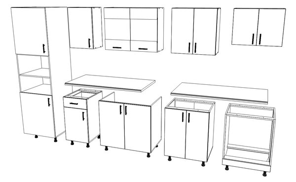 Set haaus V27, Lemn Natural/Alb, Blat Thermo 28 mm, L 300 cm