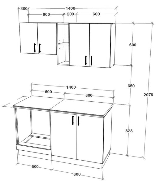 Set haaus V4, Lemn Natural/Alb, Blat Thermo 28 mm, L 140 cm