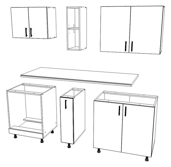 Set haaus V7, Lemn Natural/Alb, Blat Thermo 28 mm, L 160 cm