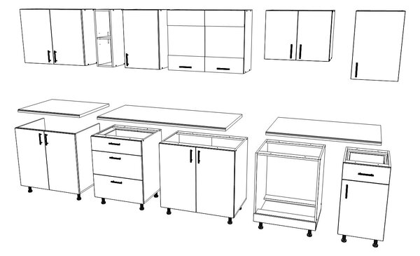Set haaus V28, Stejar Bronz/Alb, Blat Thermo 28 mm, L 320 cm