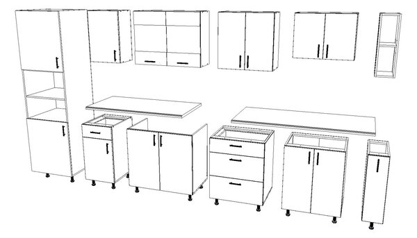 Set haaus V29, Lemn Natural/Alb, Blat Thermo 28 mm, L 320 cm
