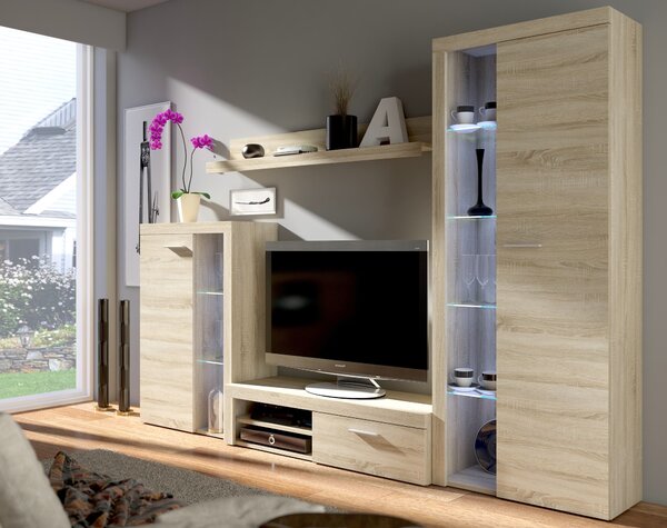 Mobilier living Rudby (Stejar sonoma) (fără iluminat). 610020