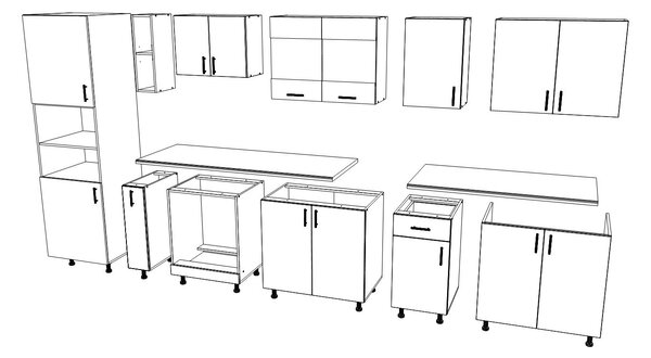 Set haaus V33, Stejar Bronz/Alb, Blat Thermo 28 mm, L 340 cm