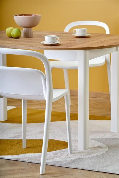 Masă de sufragerie extensibilă 102-142 cm Ralllon (stejar craft + alb) (pentru 4 6 persoane). 1049298