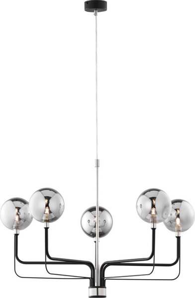Jupiter 1888 - Lustru suspendat pe cablu ERIS, 5xG9/14W/230V, crom mat/negru/gri fumuriu
