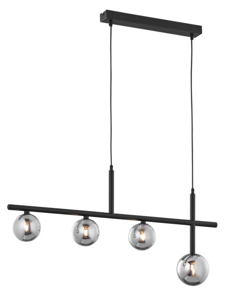 Jupiter 1908 - Lustru suspendat pe cablu NEPTUN 4xG9/14W/230V negru/gri fumuriu