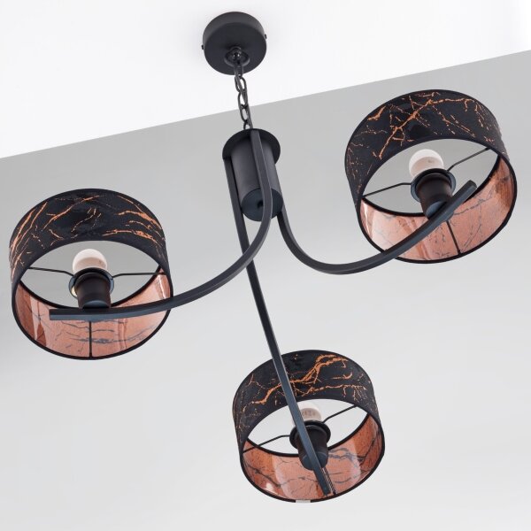 Jupiter 2106 - Lustră cu lanț ARTHUR, 3xE27/15W/230V, negru/portocaliu, decor marmură