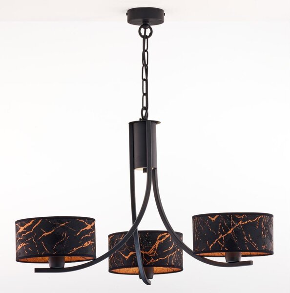 Jupiter 2106 - Lustră cu lanț ARTHUR, 3xE27/15W/230V, negru/portocaliu, decor marmură