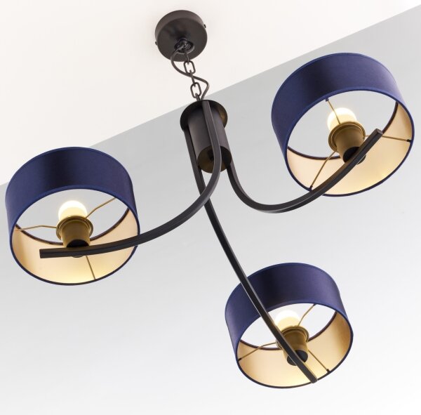 Jupiter 2099 - Lustră pe lanț ARTHUR 3xE27/15W/230V albastru/negru