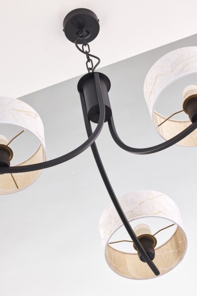 Jupiter 2103 - Lustru cu lanț ARTHUR 3xE27/15W/230V alb/negru/decor marmorat