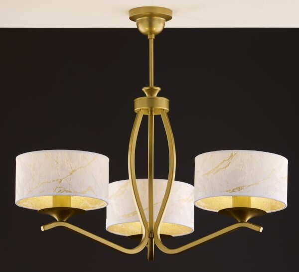Jupiter 2109 - Lustru pe tijă KASZMIR 3xE27/15W/230V alb/auriu/decor de marmură